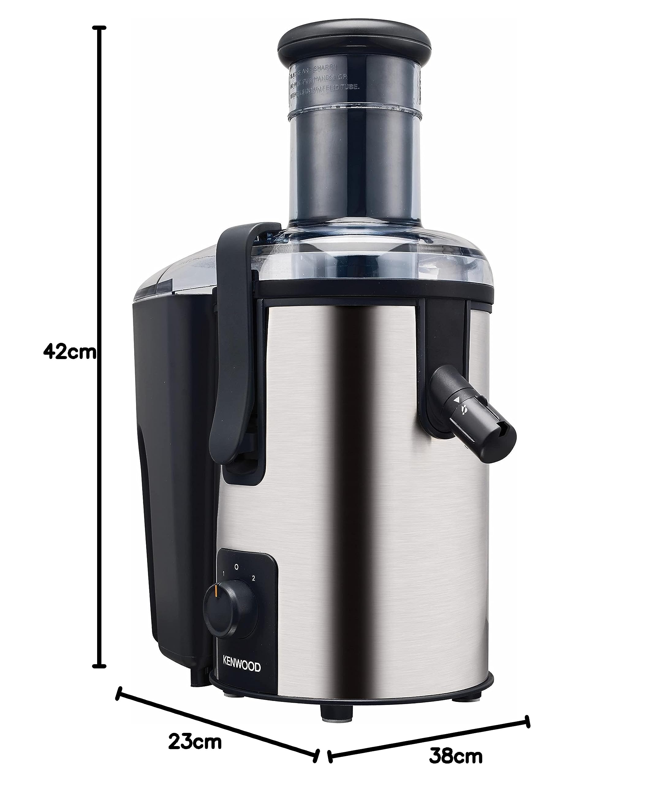 KENWOOD Juicer 700W Stainless Steel Juice Extractor with 75mm Wide Feed Tube, 2 Speed, Transparent Juice Jug, Pulp Container, Anti Drip for Home عصارة من الستانل ستيل بفوهة واسعة 75 ملم و2 سرعات ونظام مضاد للتنقيط من كينوود KENWOOD Juicer 700W Stainless Steel Juice Extractor with 75mm Wide Feed Tube, 2 Speed, Transparent Juice Jug, Pulp Container, Anti Drip for Home عصارة من الستانل ستيل بفوهة واسعة 75 ملم و2 سرعات ونظام مضاد للتنقيط من كينوود